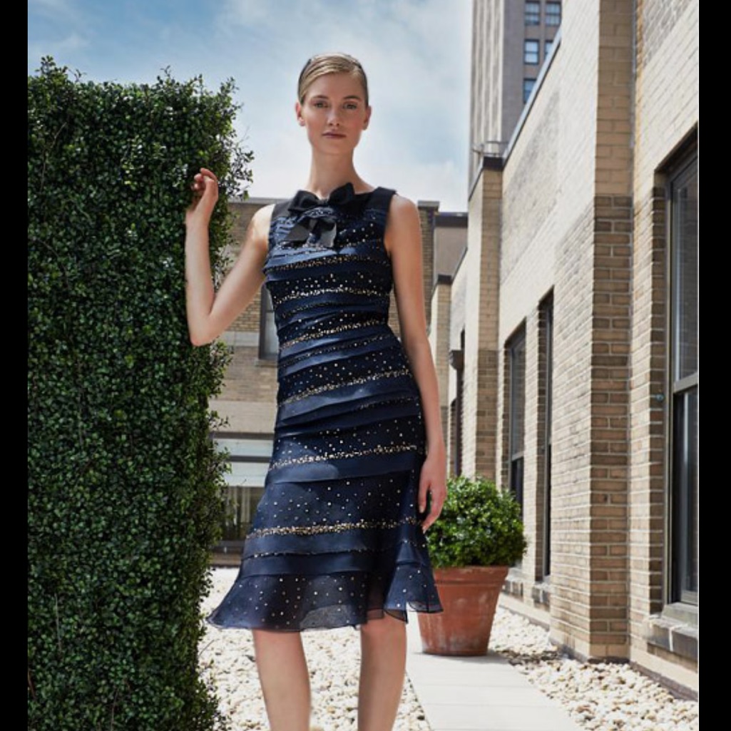 Elegant Navy Blue And Gold Women's Dress